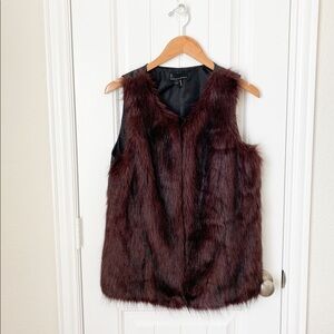 i Jeans by Buffalo Burgundy Faux Fur Vest Size Small
